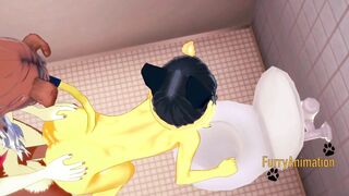 Egyptian Cat Destroyed by Dog in Toilet Furry Yaoi Futa Creampie