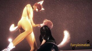 Furry Yaoi Dog deepthroats Fox with frothy cumloads