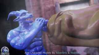 Hungry pleasure big dragon eats spaz cock raw animation