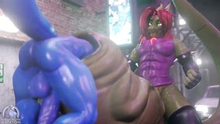 Hungry pleasure big dragon eats spaz cock raw animation