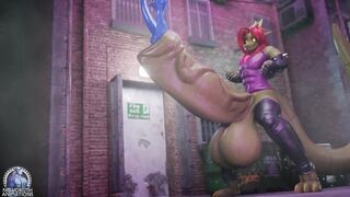 Hungry pleasure big dragon eats spaz cock raw animation