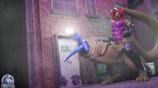 Hungry pleasure big dragon eats spaz cock raw animation