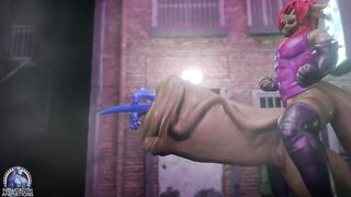 Hungry pleasure big dragon eats spaz cock raw animation
