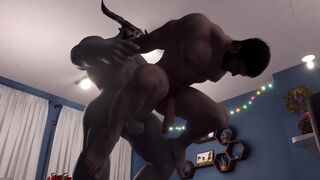 Chris Redfield Fucks Iron Bull Raw Rough until Cum Drips Down Monster Cock