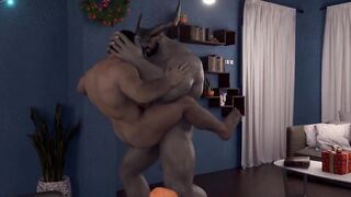 Chris Redfield Fucks Iron Bull Raw Rough until Cum Drips Down Monster Cock
