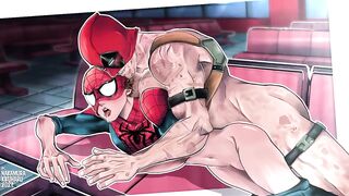 Spideypool and Deadpool brutal fuck in abandoned building raw hentai parody