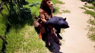 Furry threesome yiffed barebacked by wolf cumtrain