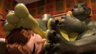 Gator Dad rips twink apart raw anal fuck in RV belly bulge 69 breakdown