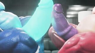 Letting loose Druth and Arsun cum dripping growth animation