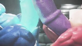 Letting loose Druth and Arsun cum dripping growth animation