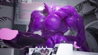 Monster grows MASSIVE with hyper muscle cum drip gay furry animation