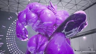 Monster grows MASSIVE with hyper muscle cum drip gay furry animation