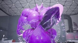 Monster grows MASSIVE with hyper muscle cum drip gay furry animation