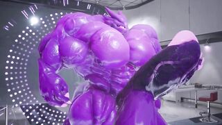 Monster grows MASSIVE with hyper muscle cum drip gay furry animation