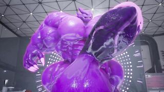 Monster grows MASSIVE with hyper muscle cum drip gay furry animation