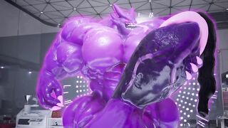 Monster grows MASSIVE with hyper muscle cum drip gay furry animation
