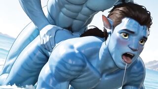 Jake Sully Gets Filled by a Huge Na'vi Dick Creampie Messy