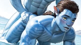 Jake Sully Gets Filled by a Huge Na'vi Dick Creampie Messy