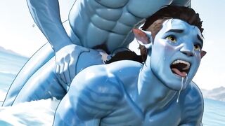 Jake Sully Gets Filled by a Huge Na'vi Dick Creampie Messy