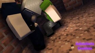 Sucking my Boyfriend and the Nightguard Minecraft Gay Porn raw sloppy swallow
