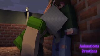 Sucking my Boyfriend and the Nightguard Minecraft Gay Porn raw sloppy swallow