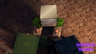 Sucking my Boyfriend and the Nightguard Minecraft Gay Porn raw sloppy swallow