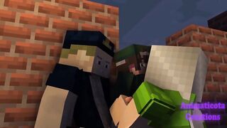 Sucking my Boyfriend and the Nightguard Minecraft Gay Porn raw sloppy swallow