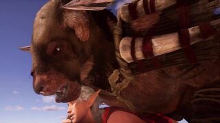Monster Bull destroys tiny elf twink raw hardcore anal