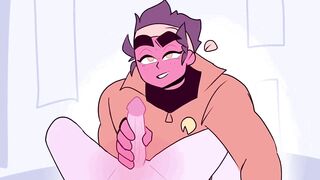 Office boy gets raw HD gay handjob animation