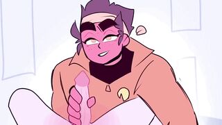 Office boy gets raw HD gay handjob animation