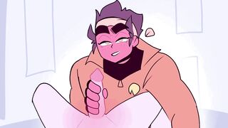 Office boy gets raw HD gay handjob animation