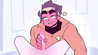 Office boy gets raw HD gay handjob animation