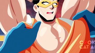 Two heroes sucked each other's pecs raw yaoi muscle worship