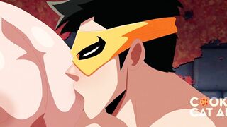 Two heroes sucked each other's pecs raw yaoi muscle worship