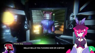 Femboy rips dildo while playing FNfuck terrifying games