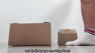 Step Gay Dad Crushes Boxes Under Meat Foot till Flattened Like Pancake