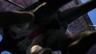 Furry monster dumps thick creampie in public gay anal orgy