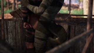 Furry monster dumps thick creampie in public gay anal orgy