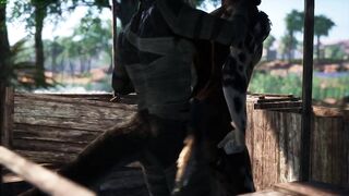 Furry monster dumps thick creampie in public gay anal orgy