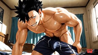 Kuroo's Twink Pole Destroyed in Yaoi Cartoon Creampie