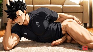 Kuroo's Twink Pole Destroyed in Yaoi Cartoon Creampie