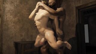 Gay Leon Kennedy wrecked by Krauser and Mendez monster cocks