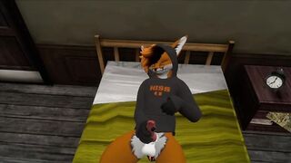 Femboy fox destroys his dorm in VRChat jerkoff