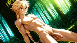 Aether’s twink holes destroyed in uncut gay Genshin Impact hentai