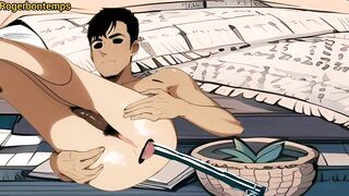 Solo twink gets destroyed by brutal anal fuck machine raw hentai cartoon