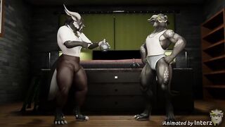 Muscle growth animation with insane size difference destroying two hung furries