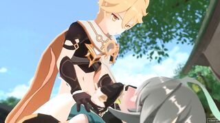 Alhaitham and Aether destroyed raw bareback in Genshin Impact Hentai