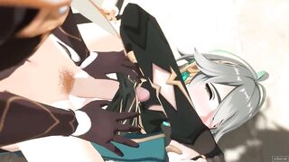Alhaitham and Aether destroyed raw bareback in Genshin Impact Hentai