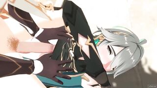 Alhaitham and Aether destroyed raw bareback in Genshin Impact Hentai