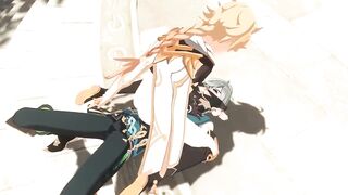 Alhaitham and Aether destroyed raw bareback in Genshin Impact Hentai